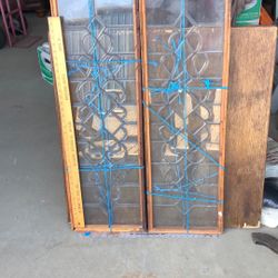 Beveled Glass Panels (2ea) With Leaded Design