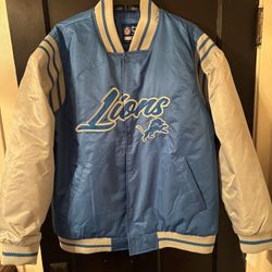 Detroit Lions Nylon Bomber Jacket In Sizes Small, Medium, Large, & XLarge