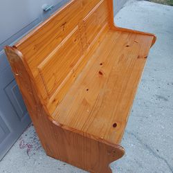 REDUCED: WOOD BENCH WITH STORAGE