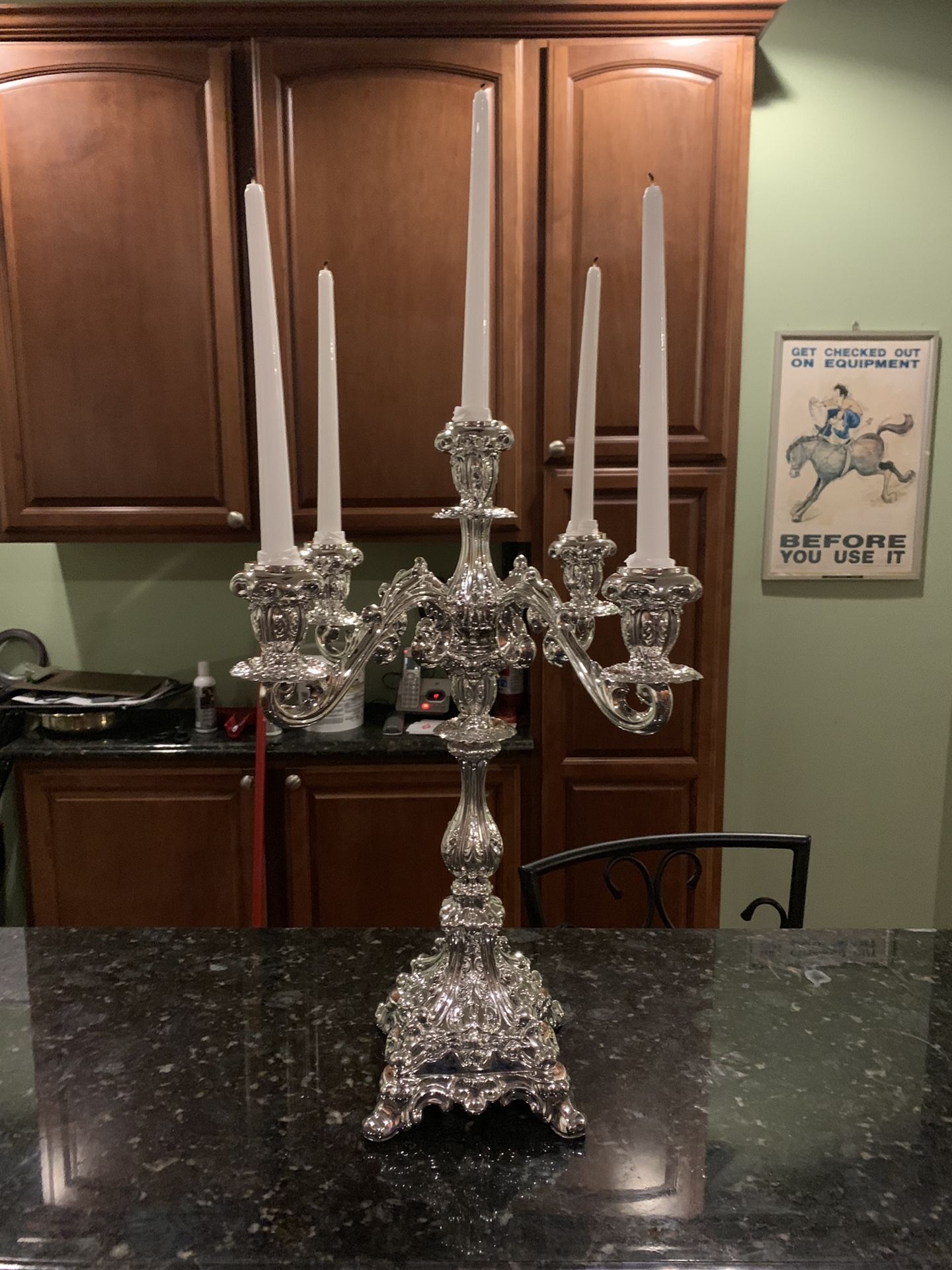 Solid sterling silver not weighted antique candelabra