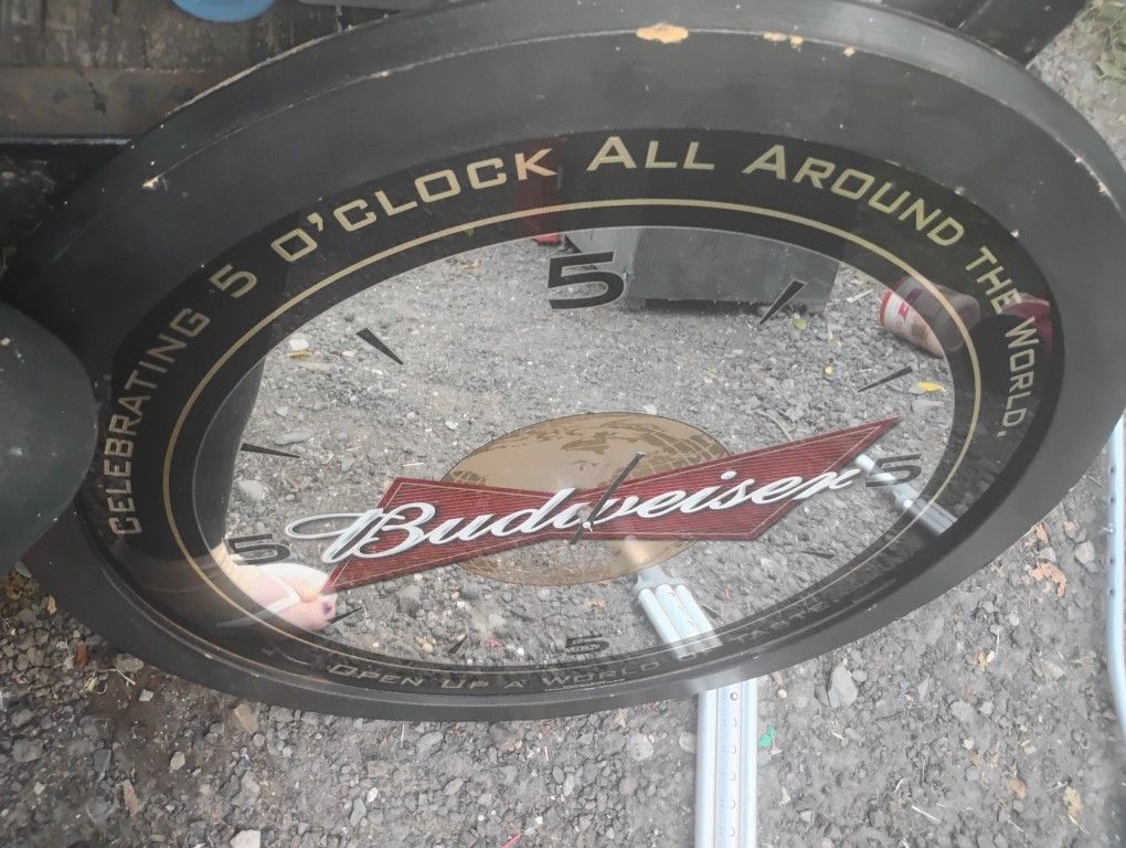 Vintage Rare Budweiser Clock Mirror