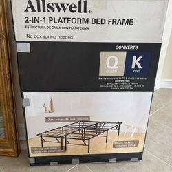 Allswell 14" Convertible High Platform Metal Bed Frame, Queen/King, Black