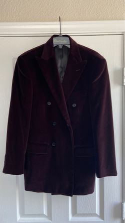 Burgundy Double Breasted Velvet Sport Coat 38S