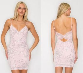 New With Tags Sequin Floral Butterfly Back Short Formal Dress & Homecoming Dress $55