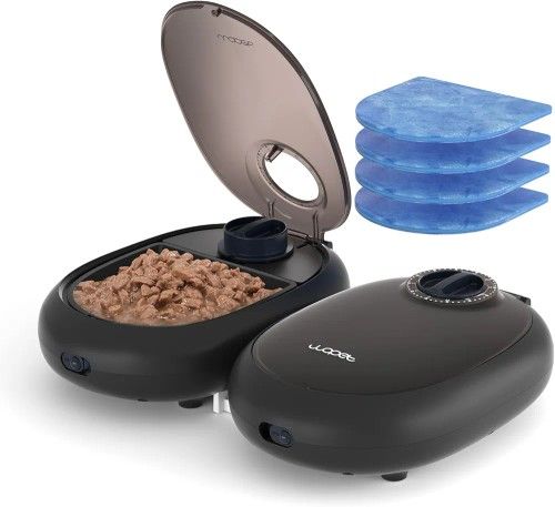 Automatic Cat Feeder,48-Hour Timer Cat Bowl with Ice Gel Pack Refrigeration Function,Perfect for Small Dogs and Cats in Yogurt,Can,and Wet Food Feedin