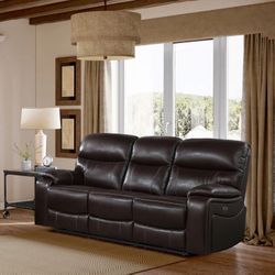 Fallon Leather Power Reclining Sofa with Power Headrests $400