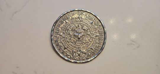aztec calendar pendant large size vintage