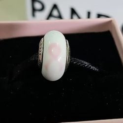 Pandora Murano Charm breast Cancer awareness Retired 