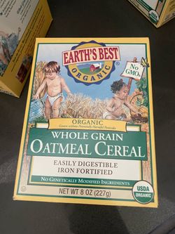 Earth's Best Organic Whole Grain Oatmeal Baby Iron Fortified Cereal 10 Boxes