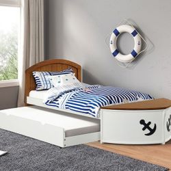 BOAT THEME TWIN SIZE BED FRAME STORAGE TRUNDLE