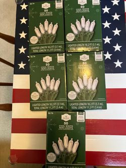 5 boxes of 50 cool white mini LED Christmas lights never used