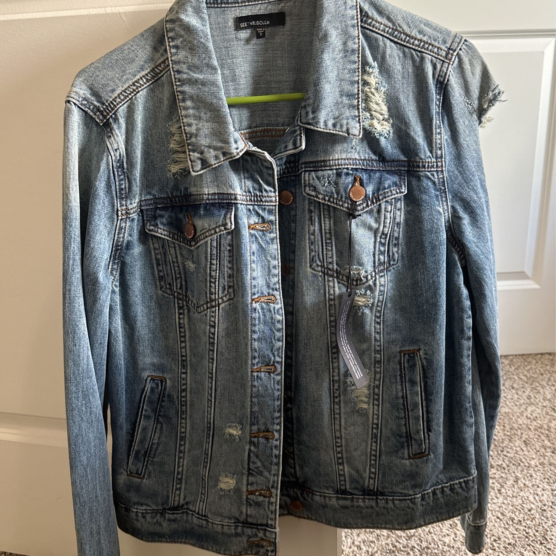 Distressed jean jacket - New!