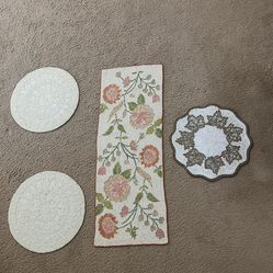 High quality beaded table mats $20 for each 16” round $40 for long mat 36”L 14”W Or $60 for all 4 pickup Gaithersburg md20877