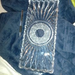 Vintage Frosted Crystal Wreath Platter