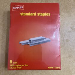 Staples Brand Standard Staples 25000 Count 5 Packs of 5000