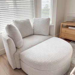 Holley Oversized Fabric Accent Chair with Storage Ottoman 