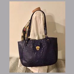 BRAHMIN navy alligator bag purse 