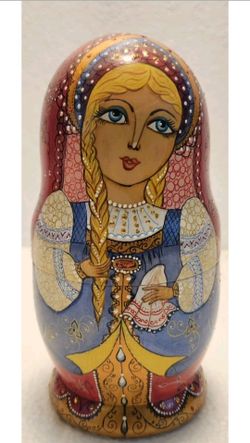 Auth Hand-Painted RUSSIAN NESTING DOLLS Matryoska Signed By Artist Irina Balasho