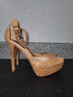 7 For All Mankind Cork Stilettos 8.5