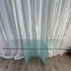 Vintage Sculptural Glass Table / High Coffee Table / Console Table