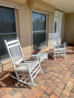 White Wood Rocking Chairs Set of 2