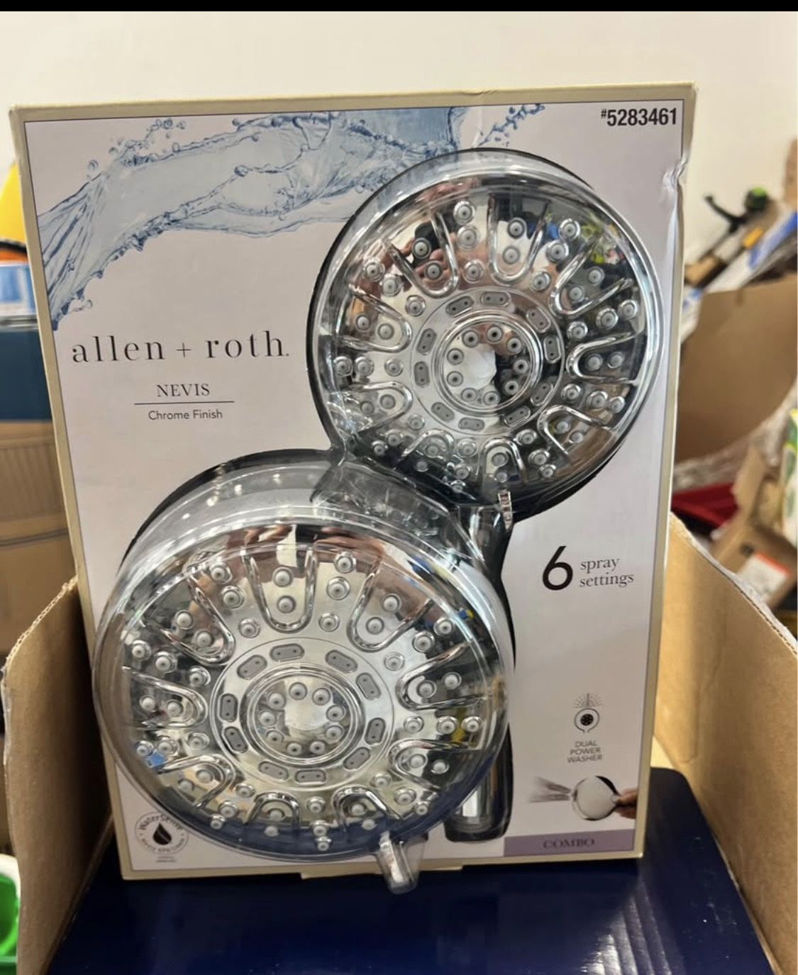 allen + roth Nevis 6.0 -Settings Chrome 4-in Round Handheld Shower Head 1.8 GPM