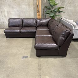 Crate And Barrel Leather Axis Sectional Sofa -Delivery Available