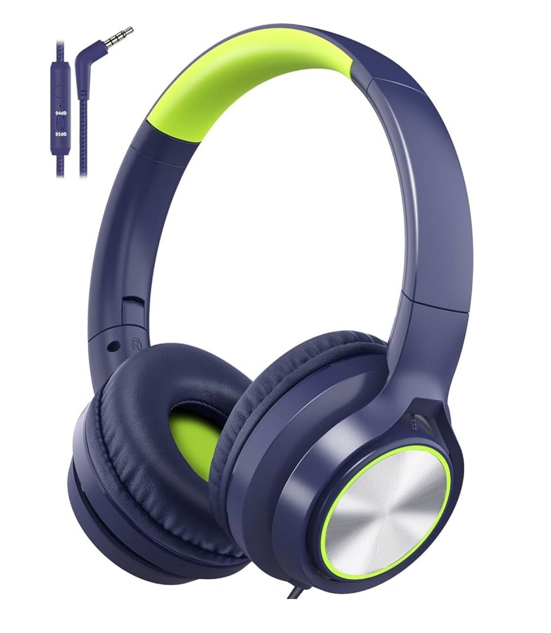 Kids Headphones with Cord , Wired Over Ear Headsets with Microphone Limited Volume 85dB/ 94dB, Portable Wired Headphones for Kids Boys Girls Teens Chi