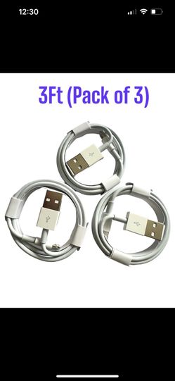 New USB Fast Charger Cable Cord Apple iPhone 7 8 X XR 11 12 13 14 Pro Max 3 Feet 3 pack