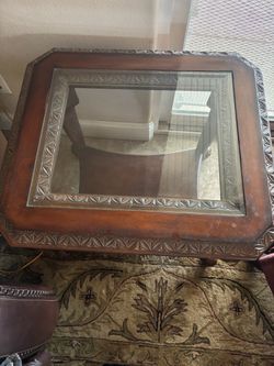 Wood and Glass Top End Table