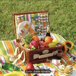 Picnic Basket Set for 4 with Waterproof Blanket Mat Insulation #899