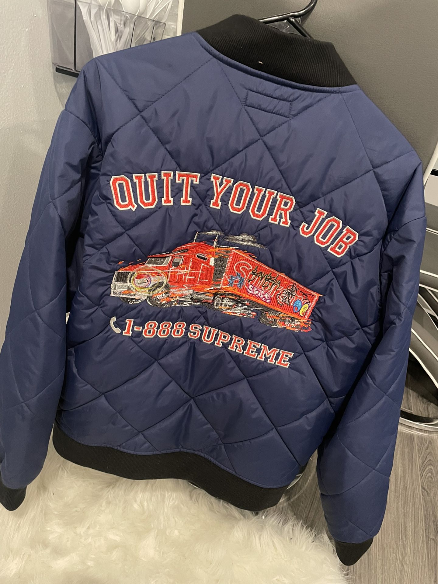 Supreme Quit Your Job Quilted Jacket