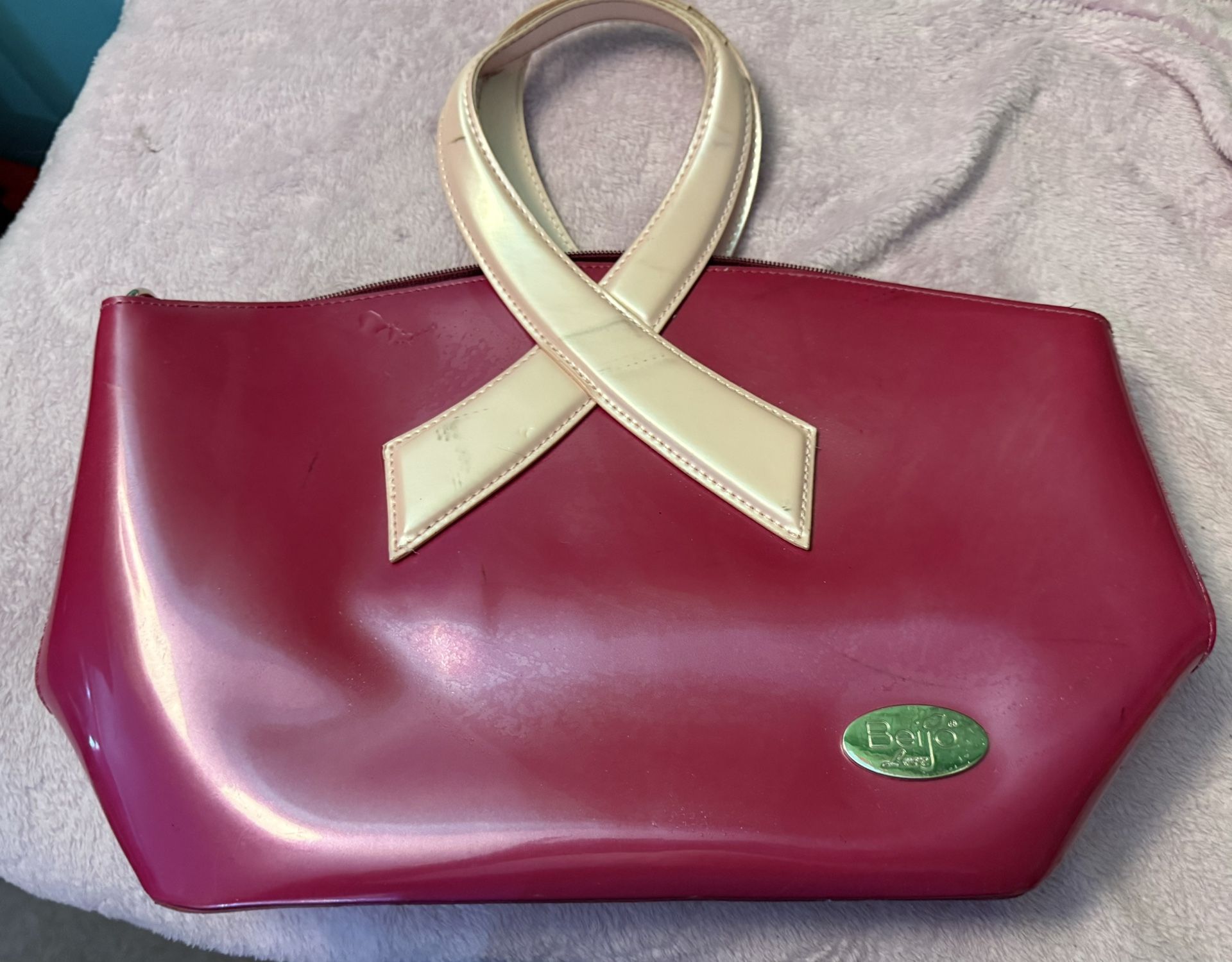 Beijo Pinky Promise Fuchsia & Pink Ribbon Breast Cancer Awareness Bag Purse