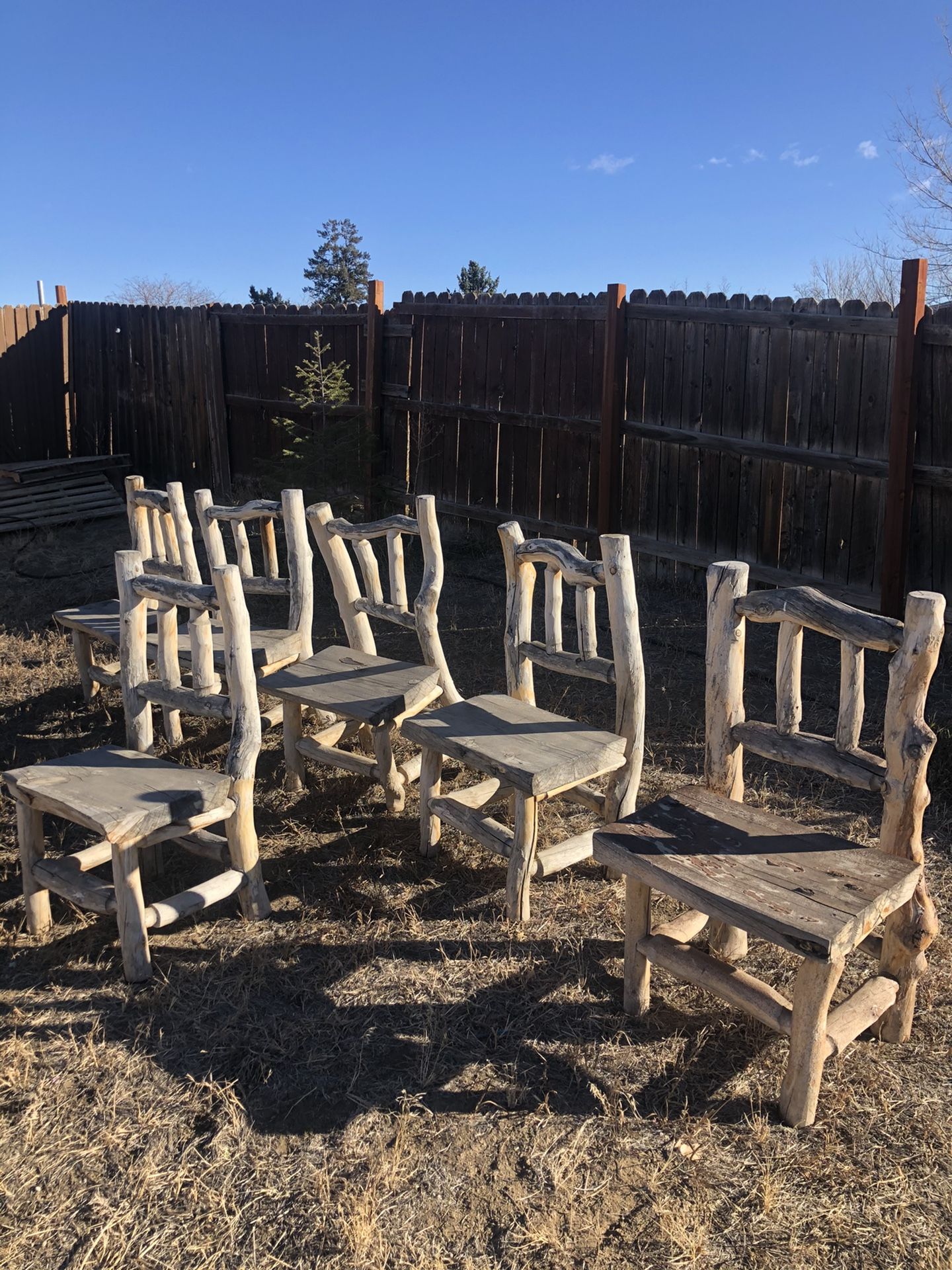 6 rustic chairs (wooden chairs)