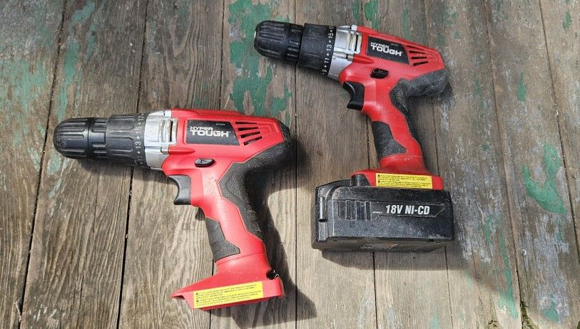 A Pair Of Hyper Tough 18V NiCd 3/8" Drill Driver