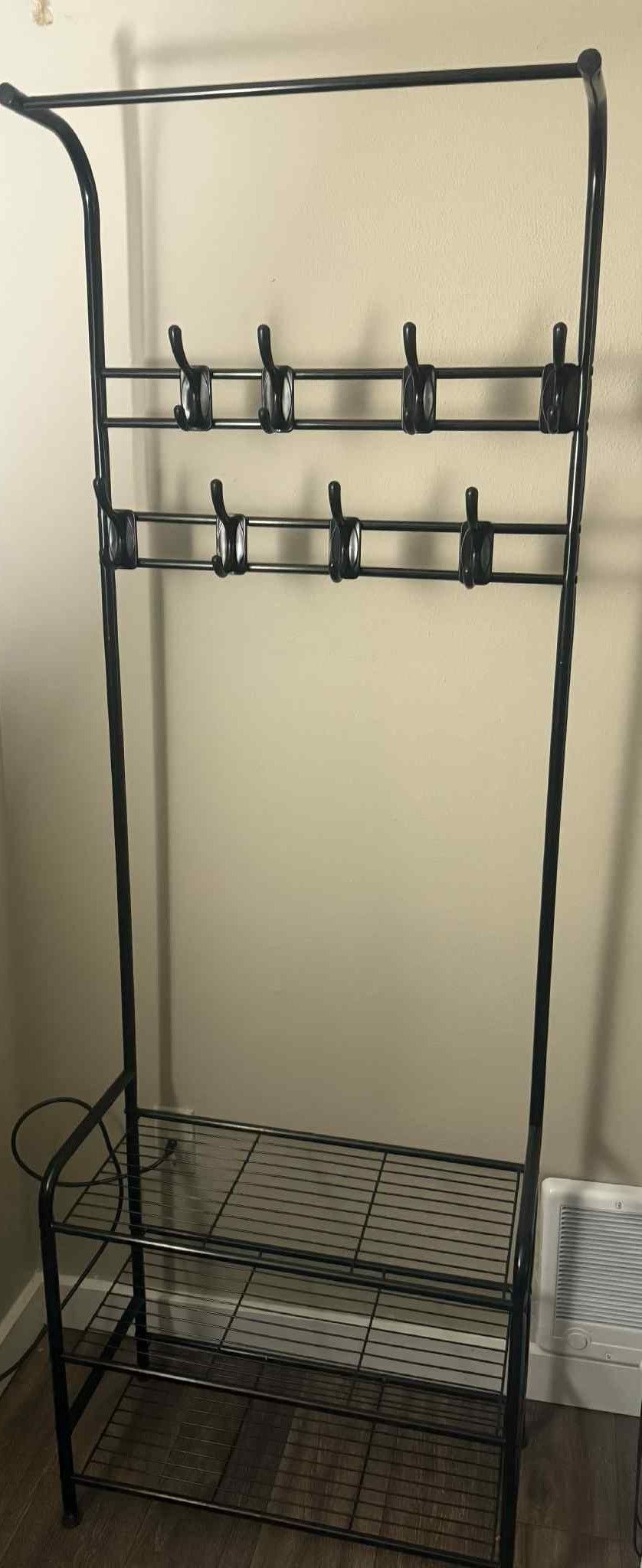 Metal Coat Rack with Hooks & Shoe Storage ***PENDING***