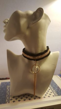 Handmade black choker with jewelry
