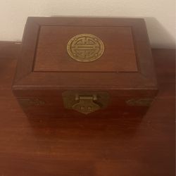 Antique Oriental Lined Keepsake Box 