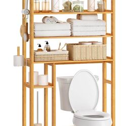 New' Toilet Bowl Organizer, Over The Toilet Storage, 4-Tier Over Toilet Bathroom Organizer with Adjustable Shelves