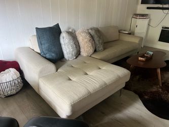 Beige Fabric Sectional Sofa with Chaise