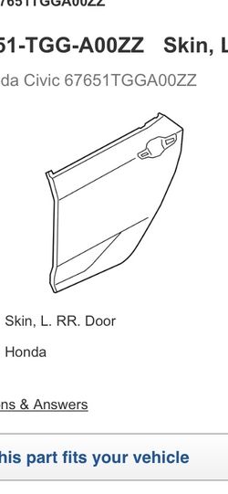 2017-2021 Civic Rear Driver Side Door Skin