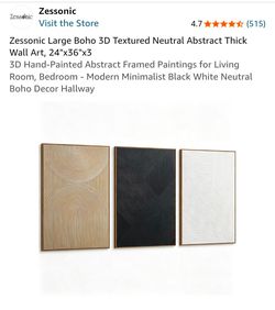 Large Boho 3D Textured Canvas x3