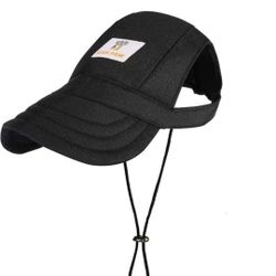 NEW! HIGH PAW Dog Baseball Hat w/ Ear Holes, Adjustable, Waterproof, UV Protection, Large - Black