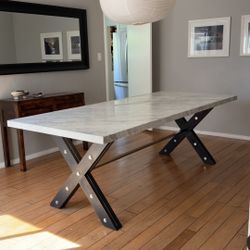   Restoration  Hardware  Marble Wood Dining Table Stone Oak