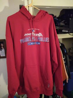 Pre-owned in good condition. Philadelphia Phillies 2XL Hoodie Red, Majestic Authentic Collection, Therma Base, heavy weight, 2010 Playoff