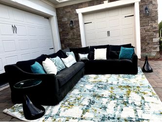 Midnight Velvet Old Hollywood Sectional Sofa