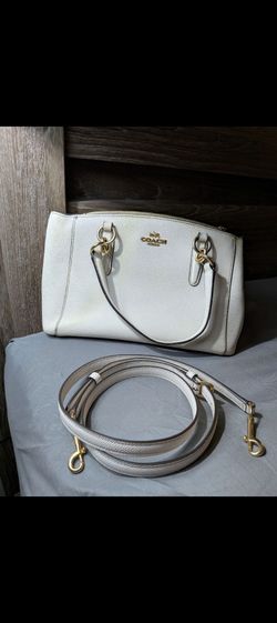 Coach Mini Christie Carryall in Crossgrain Leather in Chalk / Off-White