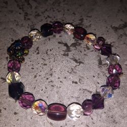 Purple Crystal Stretch Bracelet