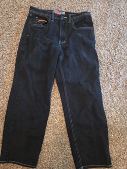 Empyre Loose Fit Embroidered Black Denim Skate Pants
Size 30