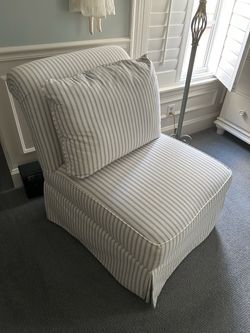 NEW-Slipper Chair with Blue Stripe Slipcover (purchased for $449)